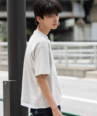 WEGO 【ユニセックス着用ITEM/MLサイズ展開】フェイクレイヤードキーネックT（SS） ライトグレー