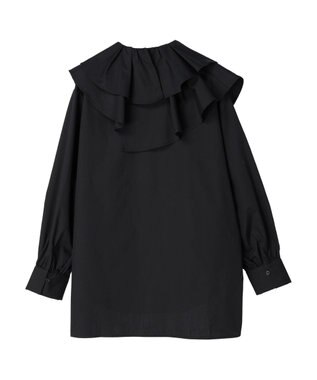 earth music&ecology ラッフルフリルチュニックブラウス Black