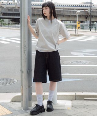 WEGO 【ユニセックス着用ITEM/MLサイズ展開】フェイクレイヤードキーネックT（SS） ライトグレー