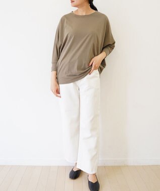 TOQUE 〈大草直子さんアドバイザー〉 【天然素材】タンギスコットン天竺ドルマンTシャツ カーキ