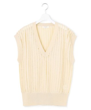 23区 【SLOW/一部店舗限定】フリンジニット ジレ アイボリー系