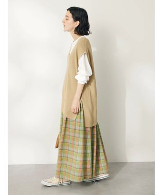 CRAFT STANDARD BOUTIQUE チェックギャザーロングスカート Light Green