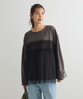 Green Parks ・ＥＬＥＮＣＡＲＥ　ＤＵＥ　チュールレイヤープルオーバ Charcoal Gray