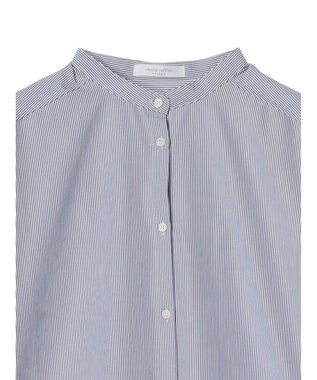 Green Parks レイヤードアソート柄シャツチュニック Stripe Blue