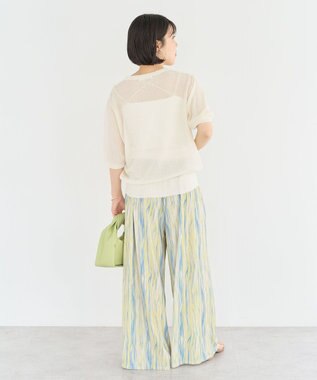 Green Parks スキッパー半袖ニットカーディガン Off White