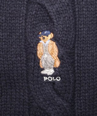 AURORA 【 POLO RALPH LAUREN（ポロ ラルフ ローレン） 】Polo ベア ケーブルニット ウールブレンド マフラー ネイビー