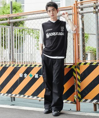 WEGO 【ユニセックス着用ITEM/2点セット】アンサンブルゲームロゴニットベスト ブラック