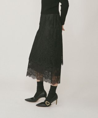 GRACE CONTINENTAL レースレイヤードスカート ブラック