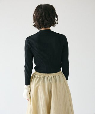 CRAFT STANDARD BOUTIQUE 洗える/とてもち配色モックネックリブニットプルオーバー/24AW Black