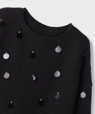 GRACE CONTINENTAL スパンコールニットトップ ブラック