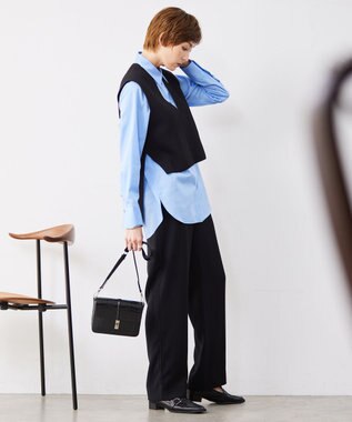 ICB 【洗える】 コットンサテンシャーティング シャツ サックスブルー系