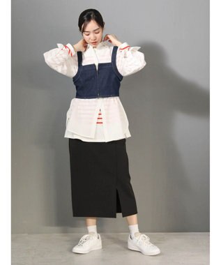 Green Parks 〈選べるきれシル〉Ｉラインロング丈スカート Black