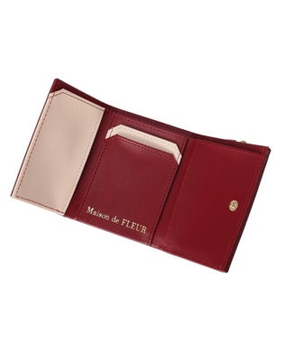 Maison de FLEUR リーフ付きチェリープチウォレット Red