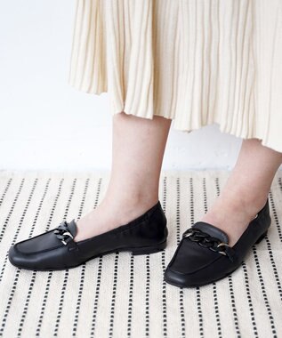 nouvelleRobe Oū 新色追加【本革・高反発】Bit loafers スクエアトゥ ローファー ブラック