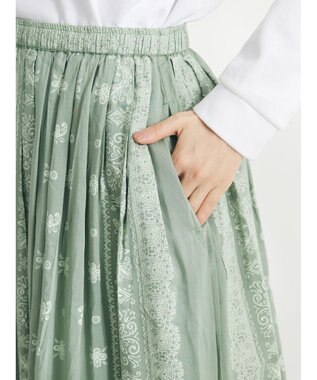 CRAFT STANDARD BOUTIQUE パネル柄マキシギャザースカート Light Green