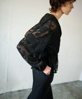 GRACE CONTINENTAL ジャガード刺繍ブルゾン ブラック