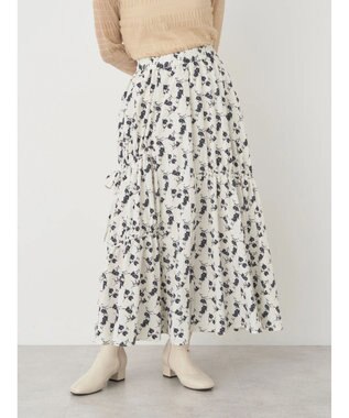 earth music&ecology ドロストギャザーフレアスカート Flower