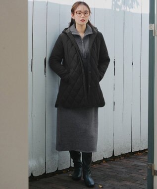 Tiaclasse 【洗える】ハーフジップリブニットワンピース チャコールグレー