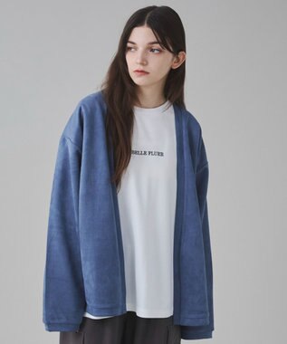 WEGO 【ユニセックス着用アITEM/２点SET】フェイクスウェードアンサンブルカーディガン サックス