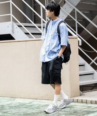 WEGO 【ウエストゴム/手洗い可】ワイドカーゴショーツ ブラック