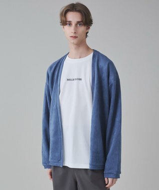 WEGO 【ユニセックス着用アITEM/２点SET】フェイクスウェードアンサンブルカーディガン サックス