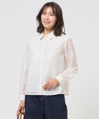 J.PRESS LADIES S ジオメトリックレース ブラウス