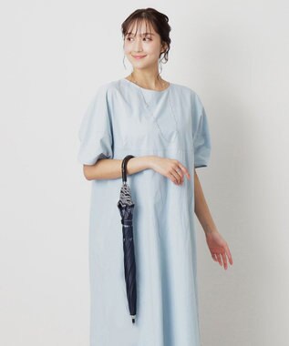 MOONBAT 【遮光率100％/遮熱/UV】LANVIN en Bleu (ランバン オン ブルー)晴雨兼用日傘 フラワーグリッター シルバースカラ刺繍 花柄 長傘 ディープブルー