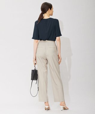 ICB 【洗える】ソフトジョーゼット　ランダムタックブラウス ネイビー系