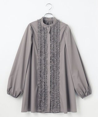 #Newans 【シワになりにくい/洗濯機可能】ロングフリルチュニック グレー