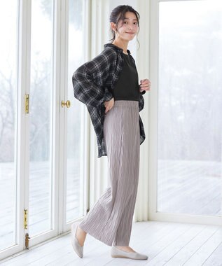 Tiaclasse ウェーブプリーツパンツ グレージュ