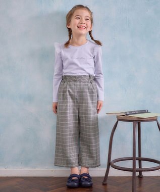 ANY KIDS 【WEB限定】7days プリント Tシャツ サックスブルー×袖チュール