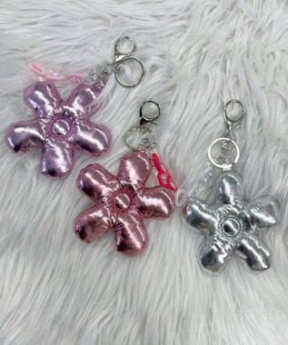 WEGO メタリックフラワークッションキーホルダー ライトピンク