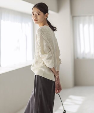 J.PRESS LADIES L 【洗える】BUNNY キーネック ニット アイボリー系