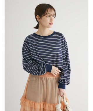 Green Parks マシュマロタッチボーダープルオーバー Navy