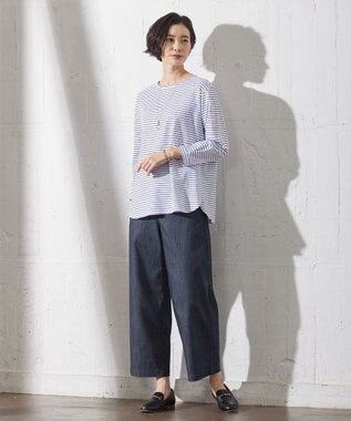 J.PRESS LADIES 【吸水速乾】ベーシックジャージー ボーダー カットソー ホワイト系1