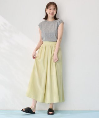 ANY L 【洗濯機可/接触冷感/UVカット】汗ジミ防止テレコノースリーブプルオーバー トップグレー