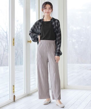 Tiaclasse ウェーブプリーツパンツ グレージュ