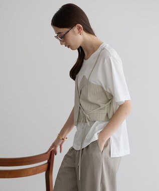 YECCA VECCA ビスチェレイヤード風デザインTee White