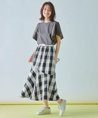 ANY 【シワになりにくい】ダブルフレアスリーブカットソー ブラウン