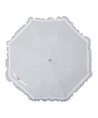 MOONBAT 【遮光/晴雨兼用日傘】POLO RALPH LAUREN（ポロラルフローレン）折りたたみ日傘 ストライプフリル 遮熱 遮光 UV ディープブルー