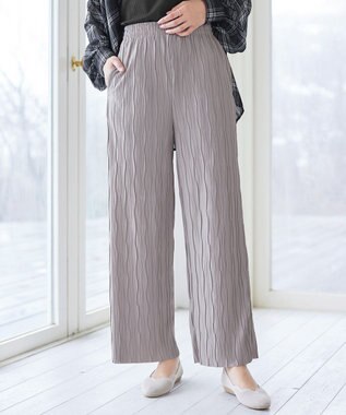 Tiaclasse ウェーブプリーツパンツ グレージュ