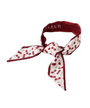 Maison de FLEUR チェリー柄プリントスカーフ Red