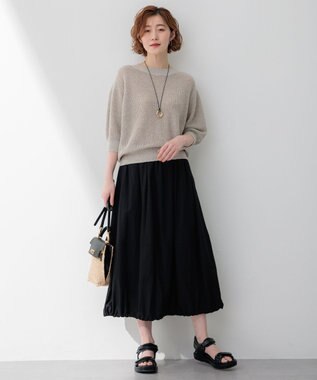 23区 【洗える】ピュアリネン パフスリーブ ニット ブラウン系5