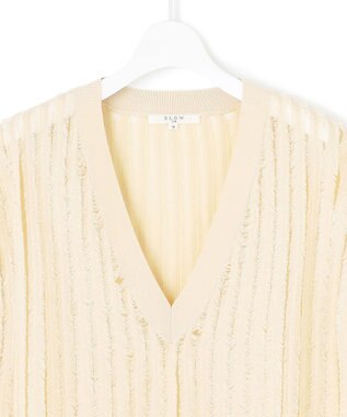 23区 【SLOW/一部店舗限定】フリンジニット ジレ アイボリー系