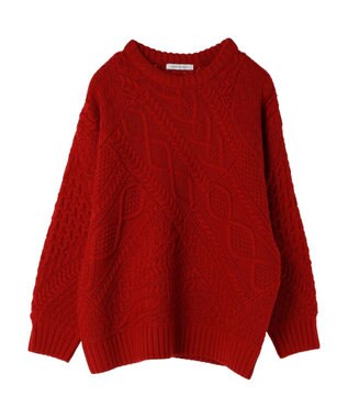 AMERICAN HOLIC パッチワークケーブルニットチュニック Red