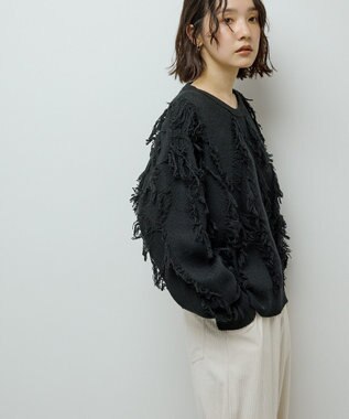 Green Parks フリンジニットプルオーバー Black