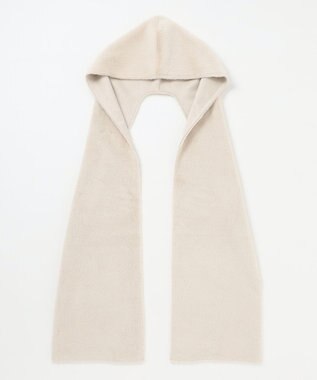 自由区 エコミンクフード付き ストール ベージュ系