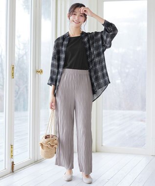 Tiaclasse ウェーブプリーツパンツ グレージュ