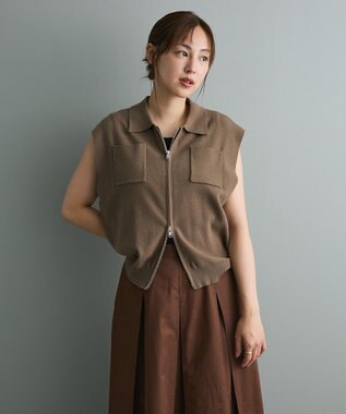 CRAFT STANDARD BOUTIQUE 衿付きジップベスト Brown