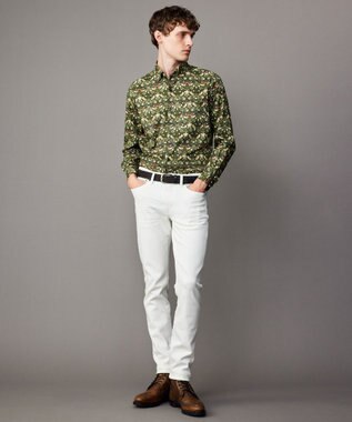 JOSEPH ABBOUD 【洗える】リバティプリント シャツ カーキ系5